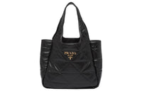 PRADA Soft Sheep Leather Tote Bag Shopping Bag Handbag Medium Size Women's Black