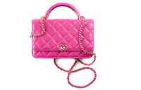 CHANEL Sheepskin Chain Wallet Handbag Shoulder Bag Crossbody Bag Women's Dark Pink