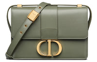 DIOR 30 Montaigne Collection Smooth Cow Leather Box Bag, Shoulder Bag, Crossbody Bag Women's Pine Green Color