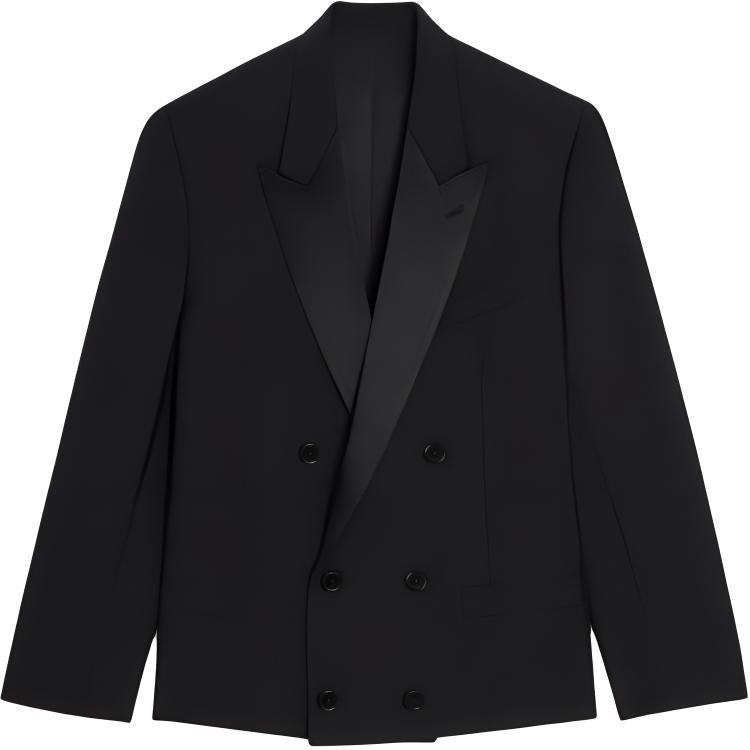 CELINE Spencer Boxy Tux Jacket In Grain De Poudre
