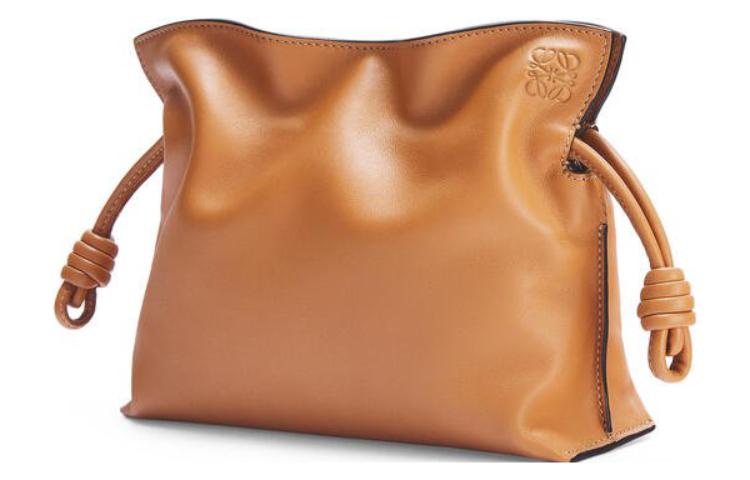 LOEWE Flamenco Calfskin One Shoulder Crossbody Clutches Mini Women's Warm Orange