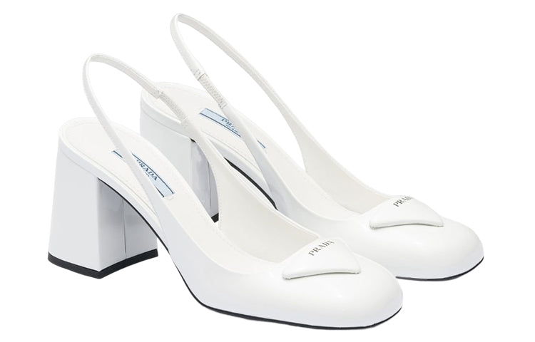PRADA Chunky Heel High Heels 7.5cm Women's White