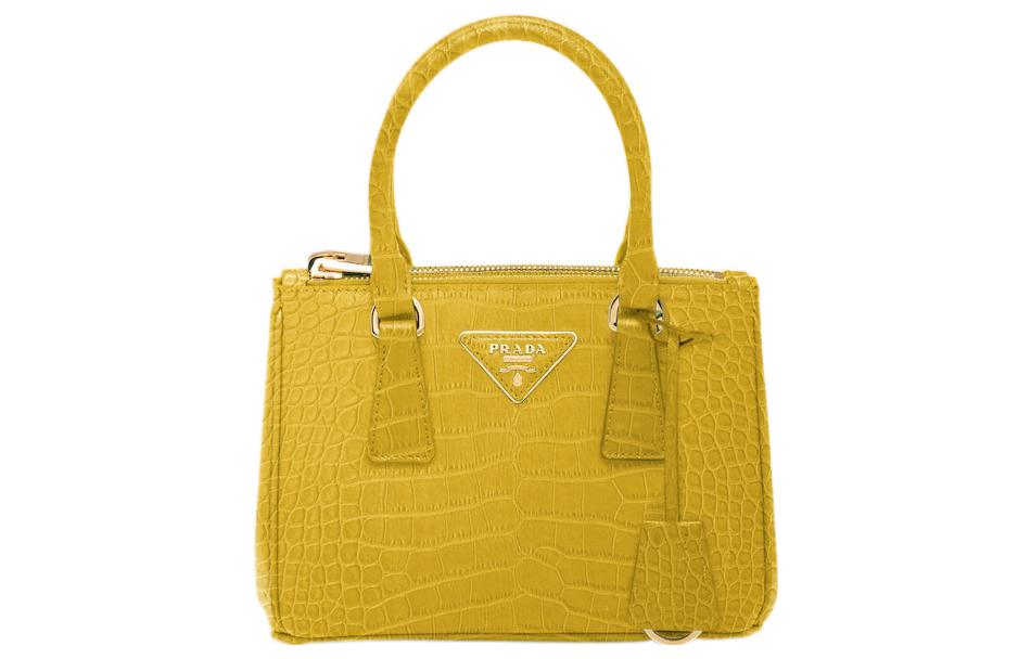 PRADA Galleria Killer Bag Crocodile Leather Shoulder Bag Crossbody Bag Handbag Mini Women's Yellow