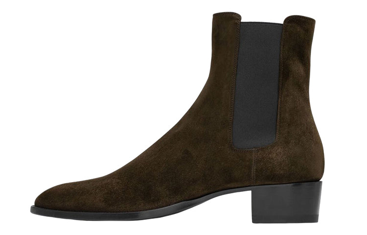 SAINT LAURENT Wyatt Block Heel Chelsea Boots