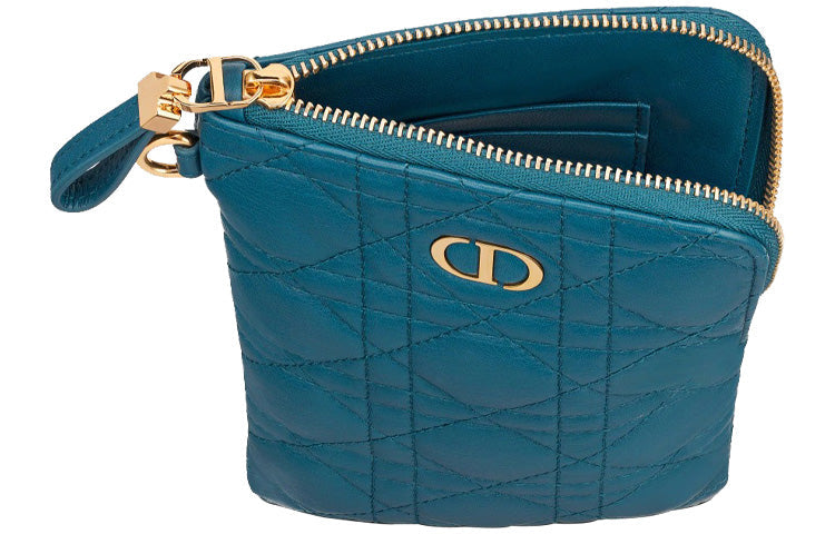 DIOR Caro Cow Leather Handbags Clutches Regular Women's Steel Blue