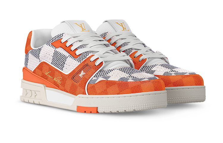 LOUIS VUITTON LV Trainer Damier White Orange