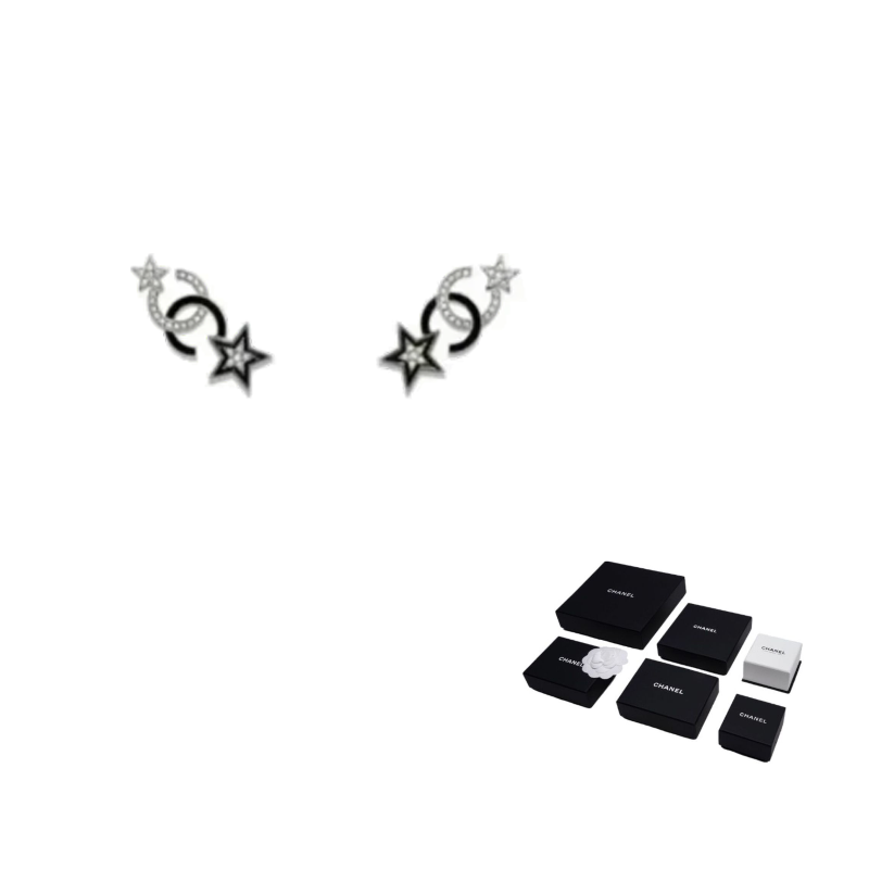 CHANEL Metal Stud Earrings Women's Silver