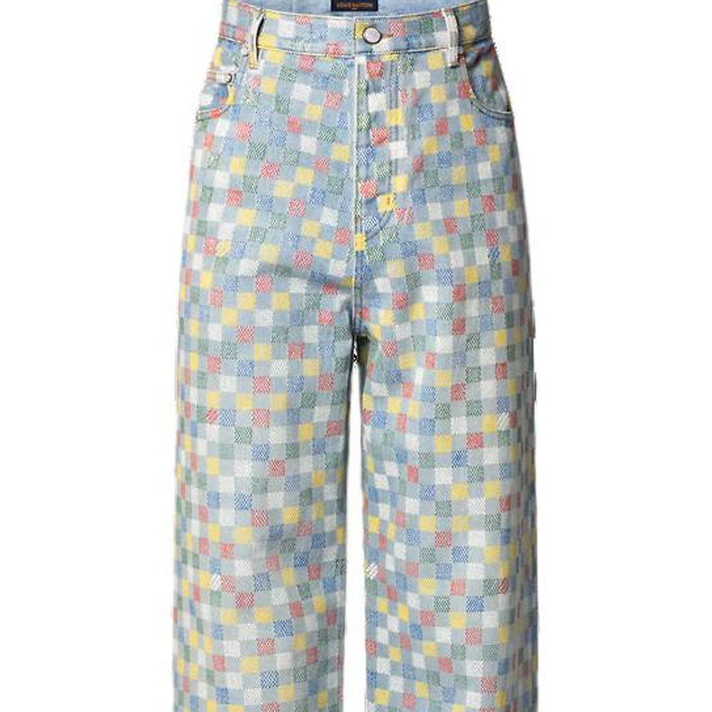 LOUIS VUITTON Damier Denim Wide-Leg Pants