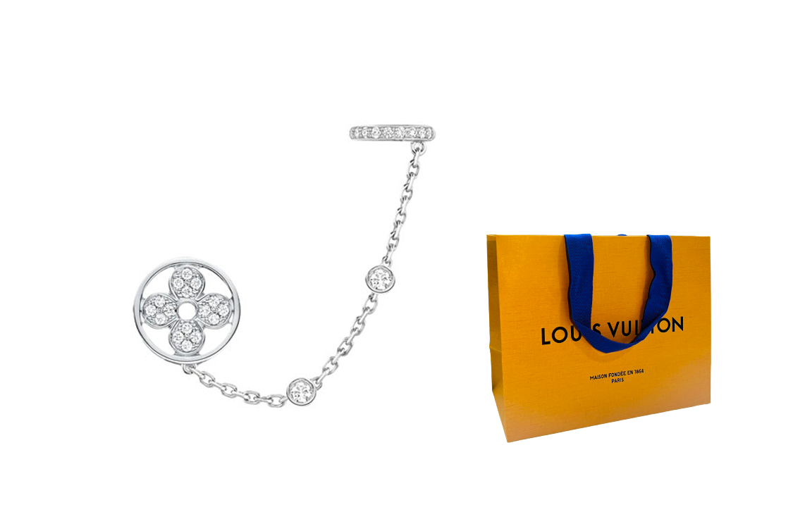 LOUIS VUITTON Idylle Blossom Mono Chain Earring White Gold And Diamonds - Per Unit
