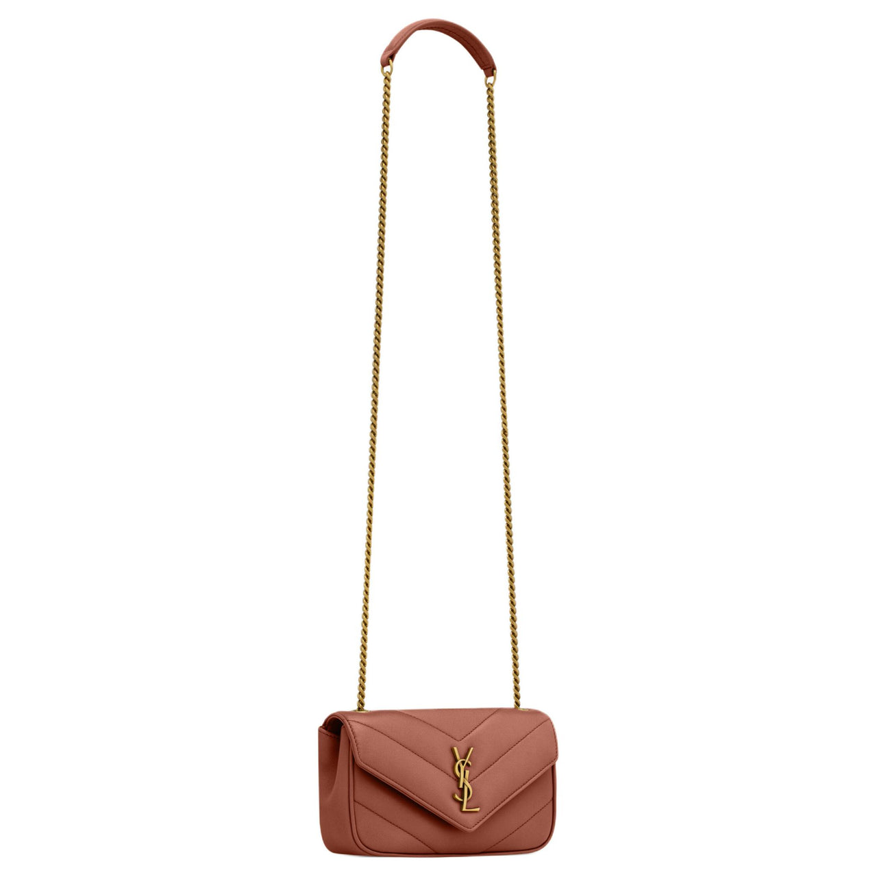 SAINT LAURENT LOULOU Lambskin Shoulder Bag, Crossbody Bag Mini Women's Red