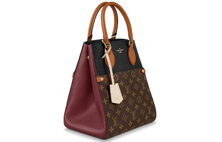 LOUIS VUITTON Canvas Shoulder Bag Crossbody Bag Handbag Medium Size Women's Black & Burgundy