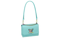 LOUIS VUITTON Twist Epi Grained Cow Leather Shoulder Bag Crossbody Handbags Medium Size Women's Blue