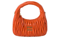 MIU MIU Wander Series Soft Sheep Leather Crescent Bag Shoulder Bag Crossbody Bag Handbag Small Size Women's Orange
