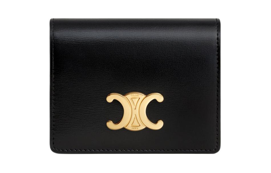 CELINE Shiny Cow Leather Card Holder Women's Black