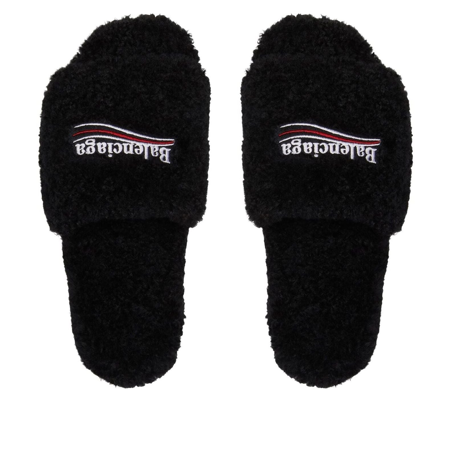 (WMNS) Balenciaga Furry Open Mule 'Black' 654261W14C21096