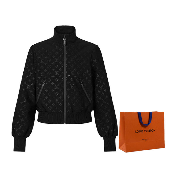 LOUIS VUITTON Embossed Monogram Zip-Up Jacket