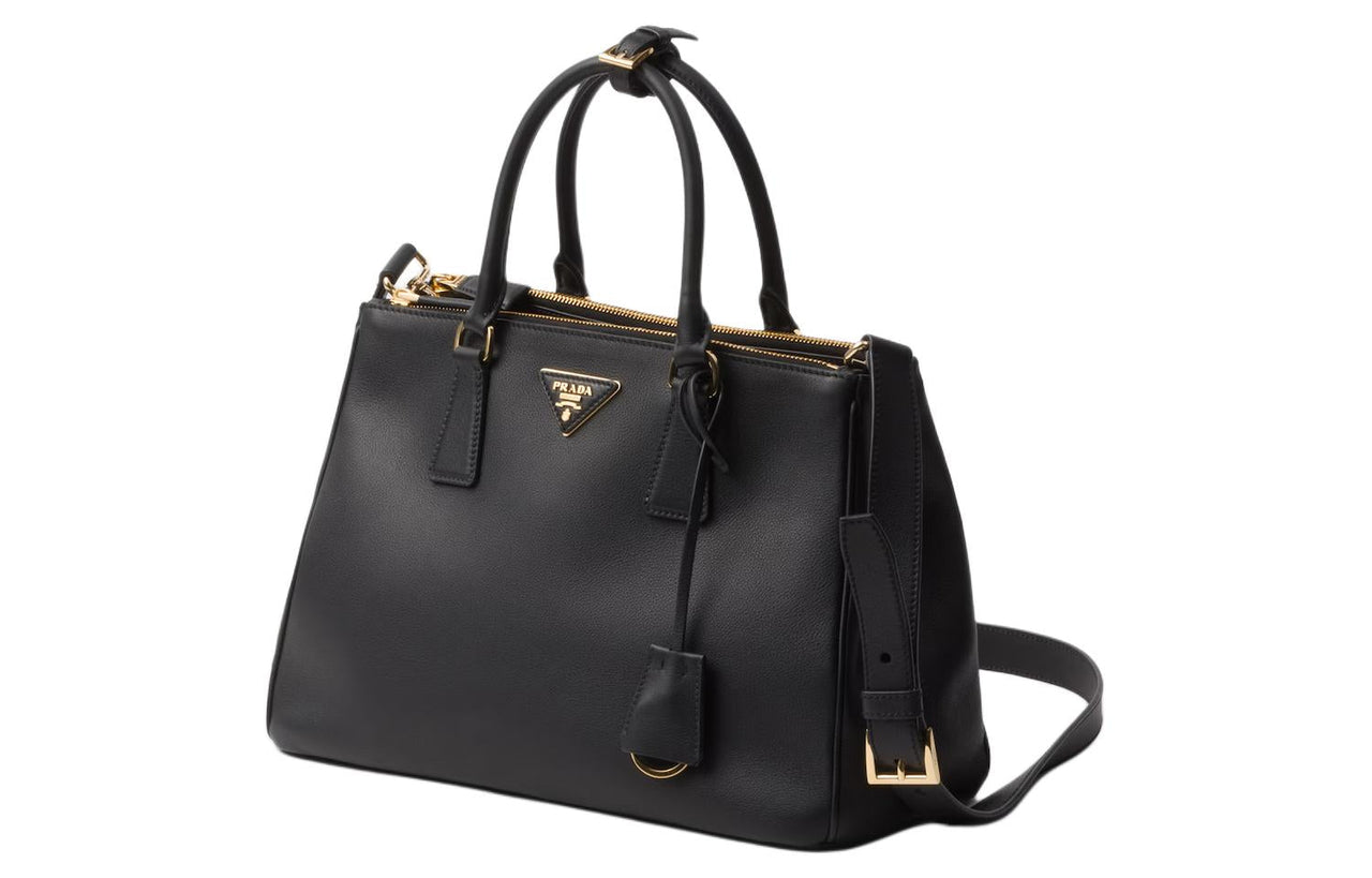 PRADA Leather Shoulder Bag Crossbody Bag Handbag Large Size Women's Black