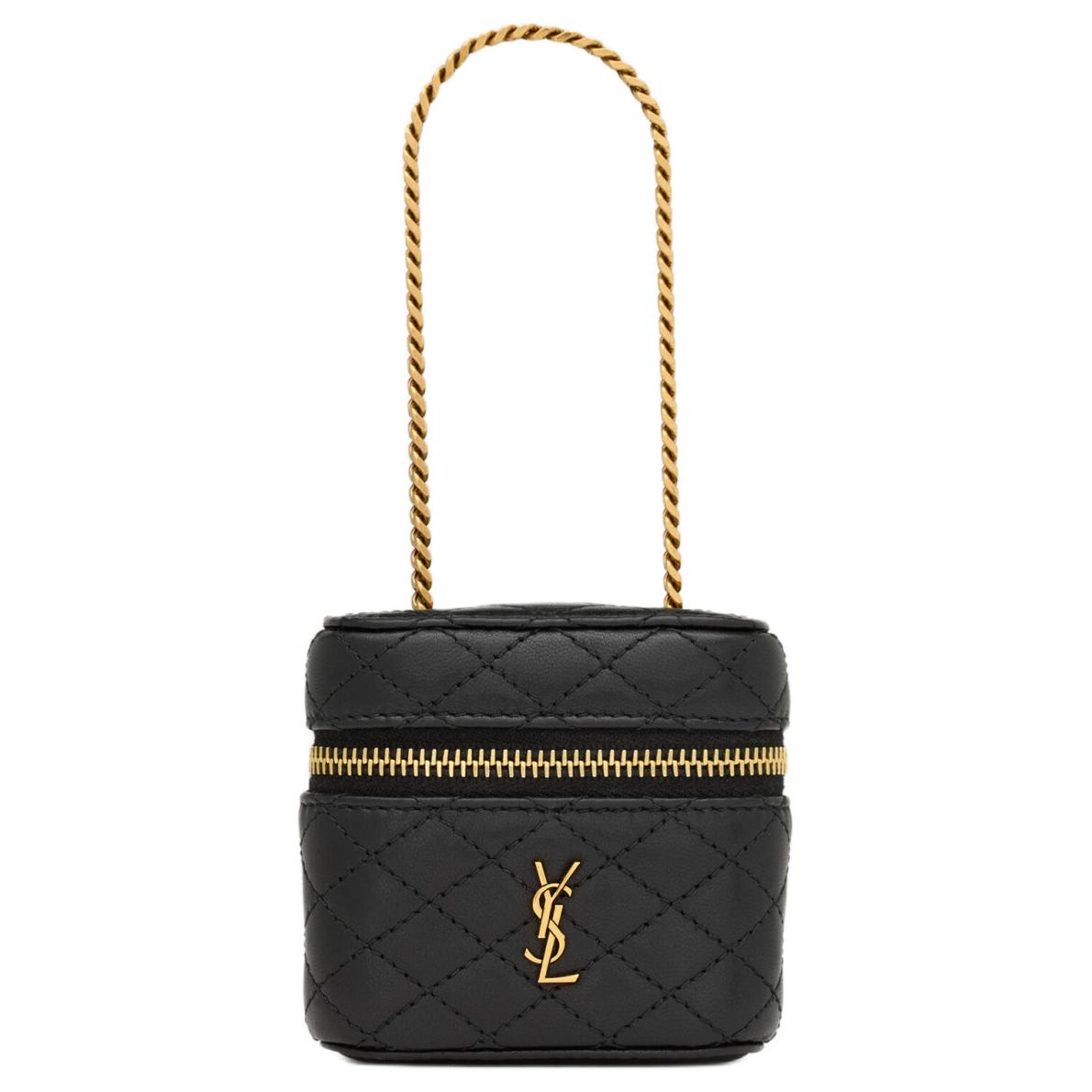 SAINT LAURENT GABY Lambskin Makeup Bag Micro Women's Black