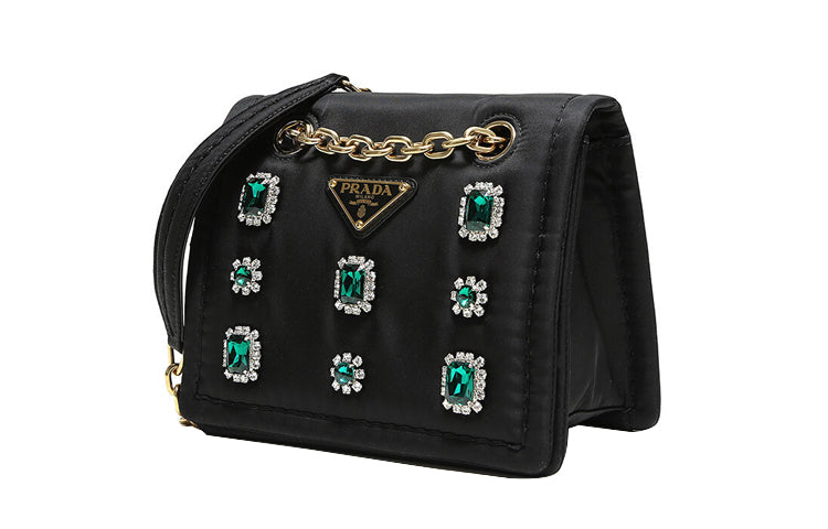 PRADA Fabric Shoulder Bag Crossbody Bag Women's Black