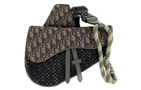DIOR Canvas Saddle Bag Shoulder Bag Crossbody Bag Fanny Pack Sling Bag Men's Black & Brown