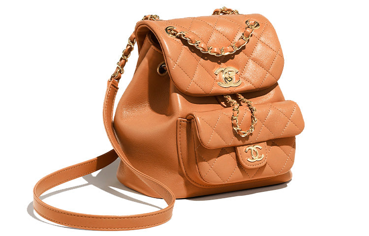 CHANEL Calfskin Backpack Small Size Women's Camel