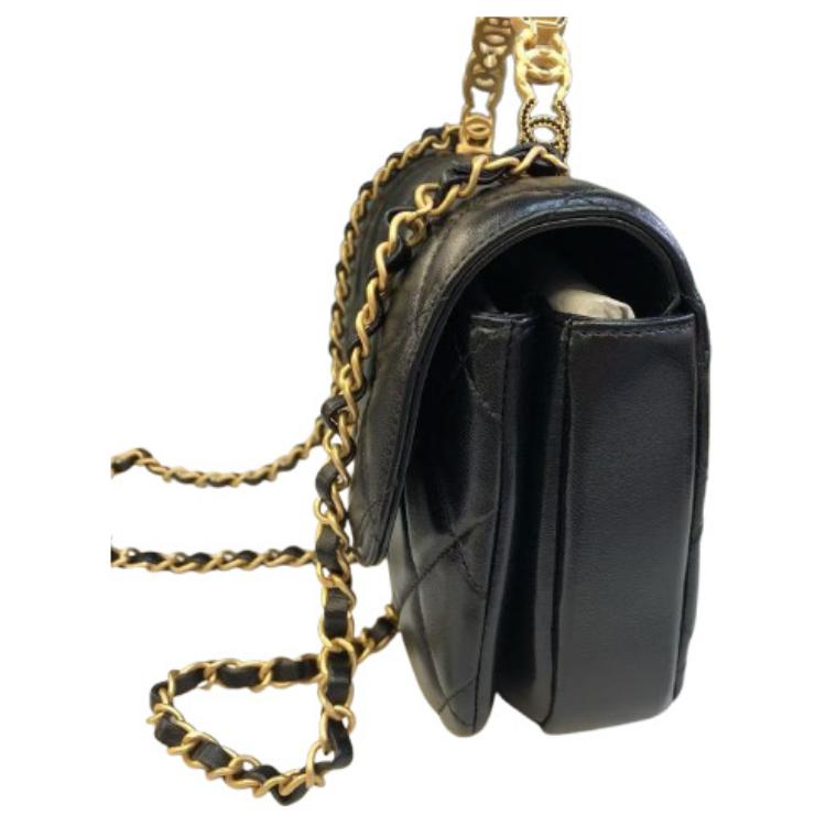 CHANEL Pearlescent Lambskin Shoulder Bag, Crossbody Bag, Handbag Women's Black