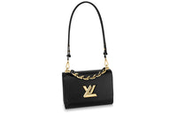 LOUIS VUITTON Twist Grained Calfskin Shoulder Bag Crossbody Bag Handbag Medium Size Women's Black