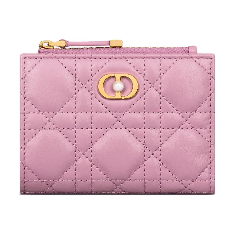 DIOR Sheepskin Wallet Women's Hydrangea Pink