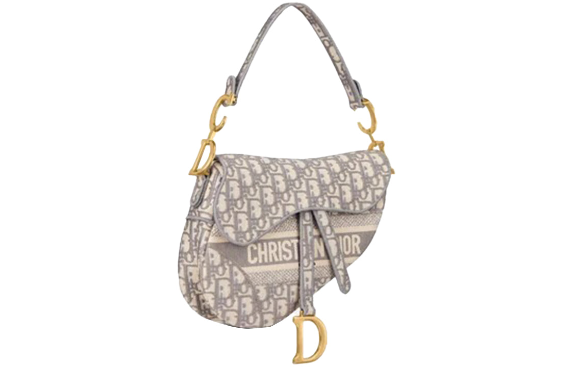 DIOR Saddle Bag Gray DIOR Oblique Embroidery