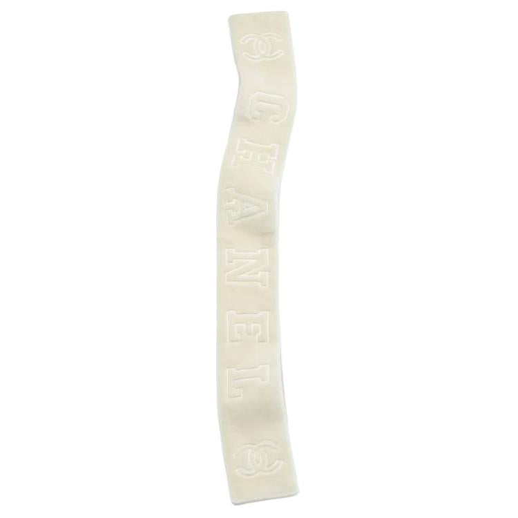 CHANEL Sheepskin Knit Scarves Unisex Beige