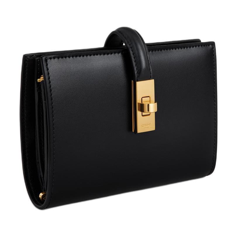 CELINE Shiny Calfskin Wallet Women's Black