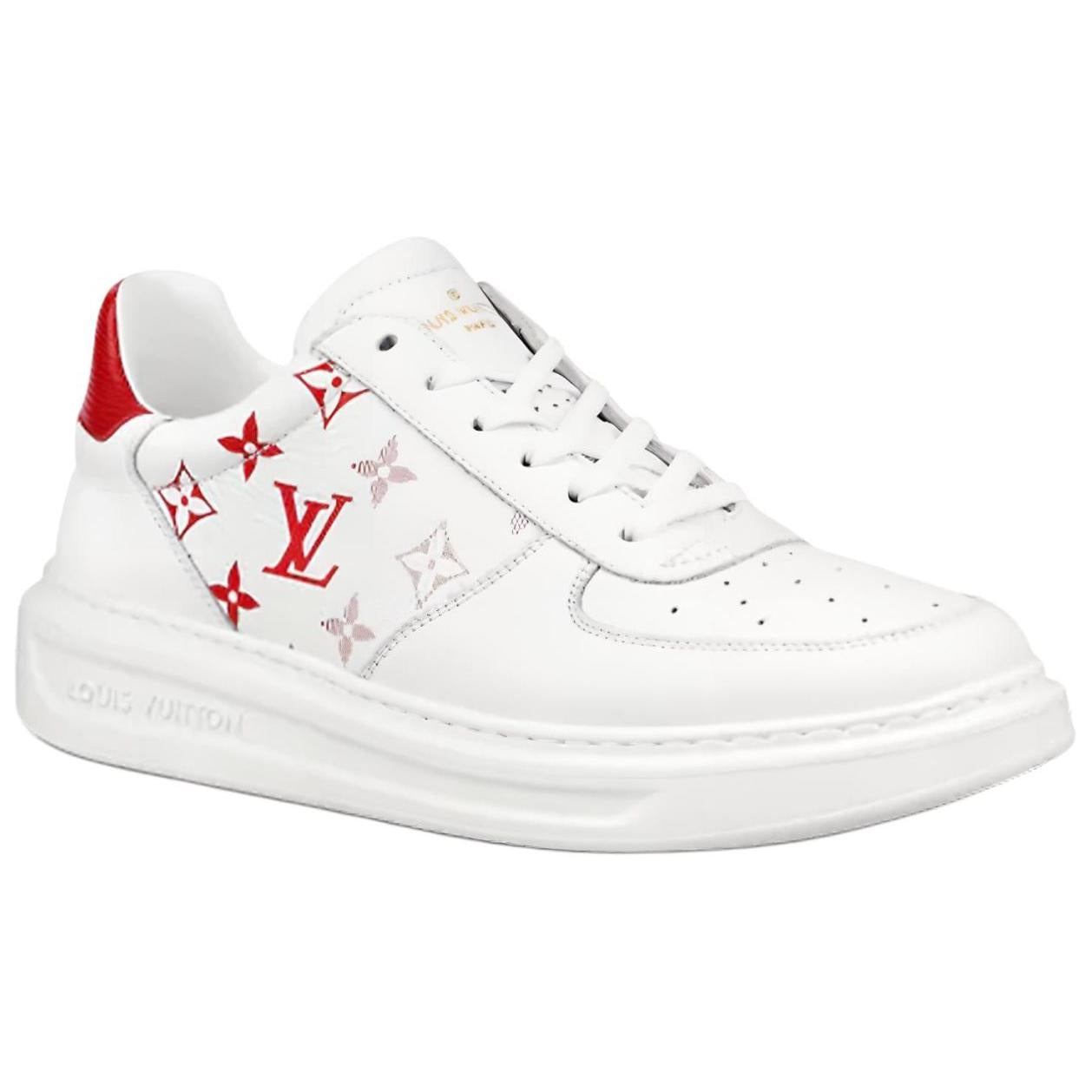 LOUIS VUITTON Beverly Hills Stylish Skateboarding Shoes Men's White Red