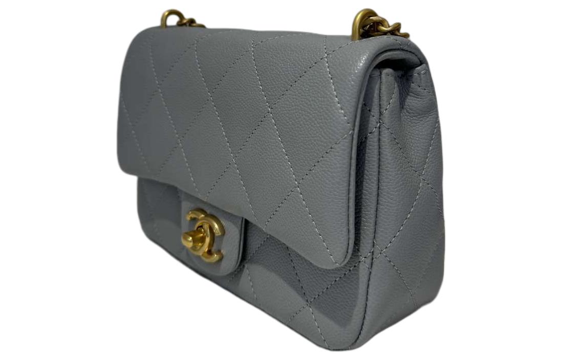 CHANEL Grain Cow Leather Chain Bag, Crossbody Bag, Shoulder Bag Women's Gray
