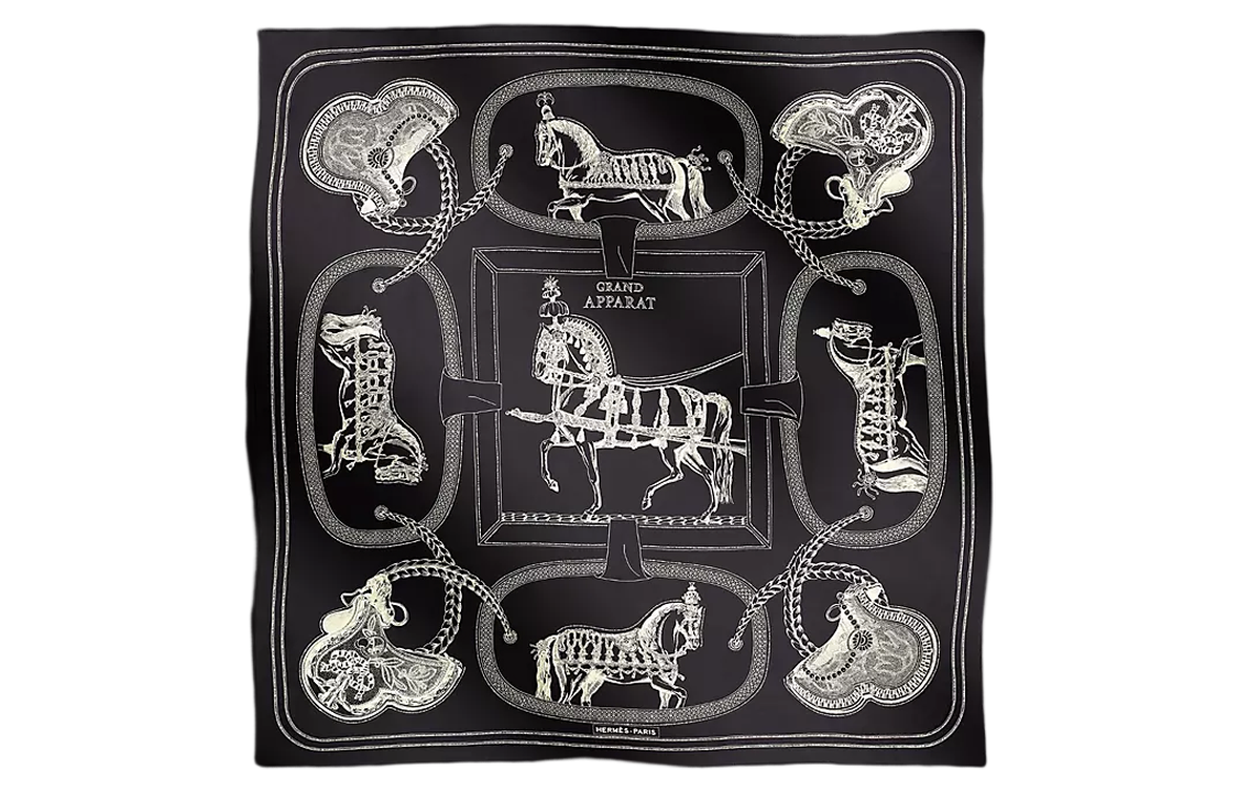 HERMES Silk Scarves Men's Black