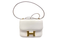 HERMES Constance Swift Leather Shoulder Bag, Crossbody Bag Mini Women's Cream White