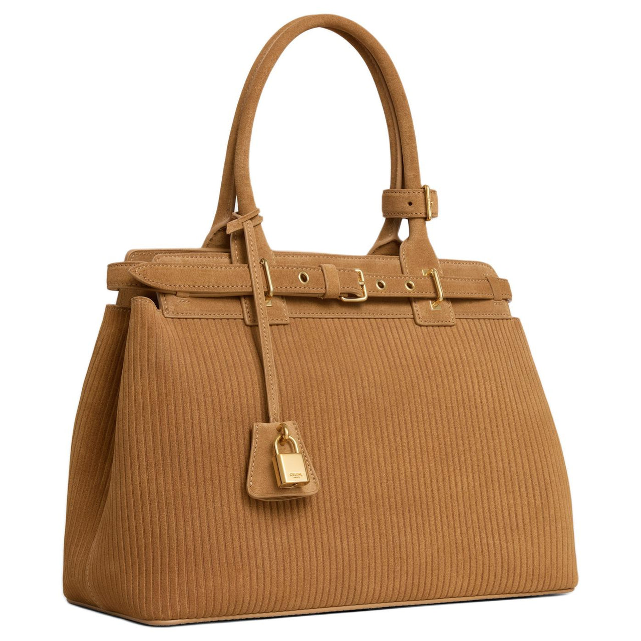 CELINE Suede With Calfskin Handbag Regular Women's Tobacco Brown
