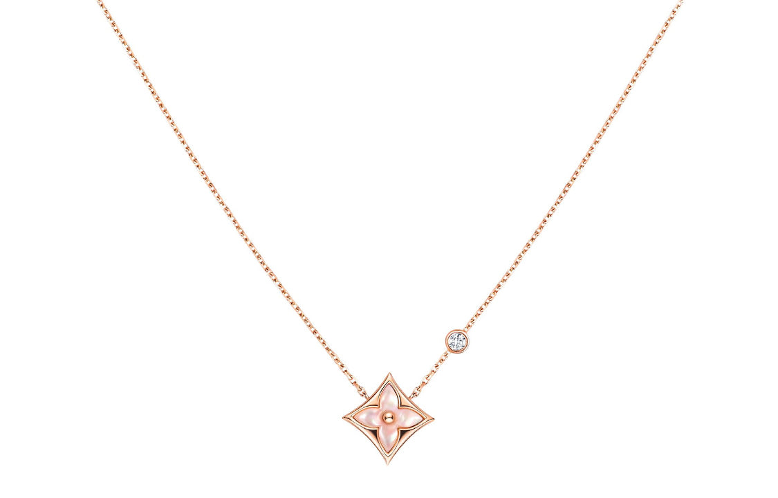 LOUIS VUITTON Rose Gold Pink Mother Of Pearl Necklaces Women's