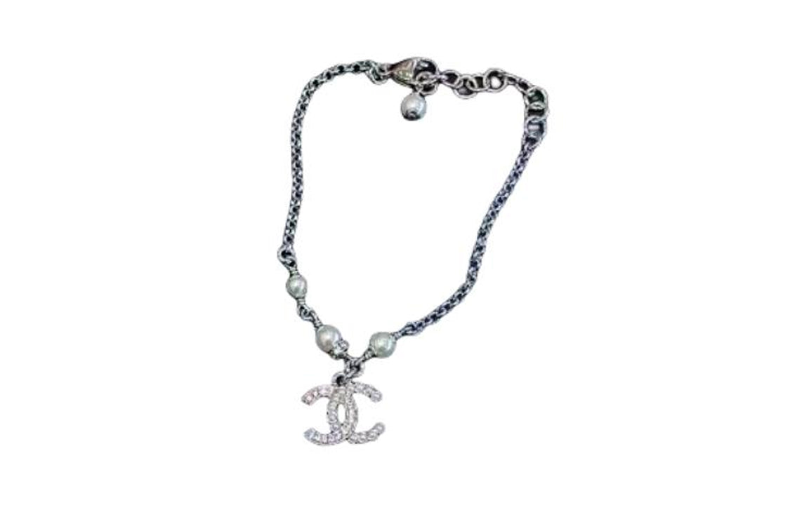 CHANEL Metal, Artificial Pearl, Rhinestone Bracelets Women's Silver