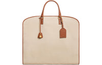CELINE Fabric With Calfskin Clothing Bag Storage Bag Men's Natural & Brown Umber