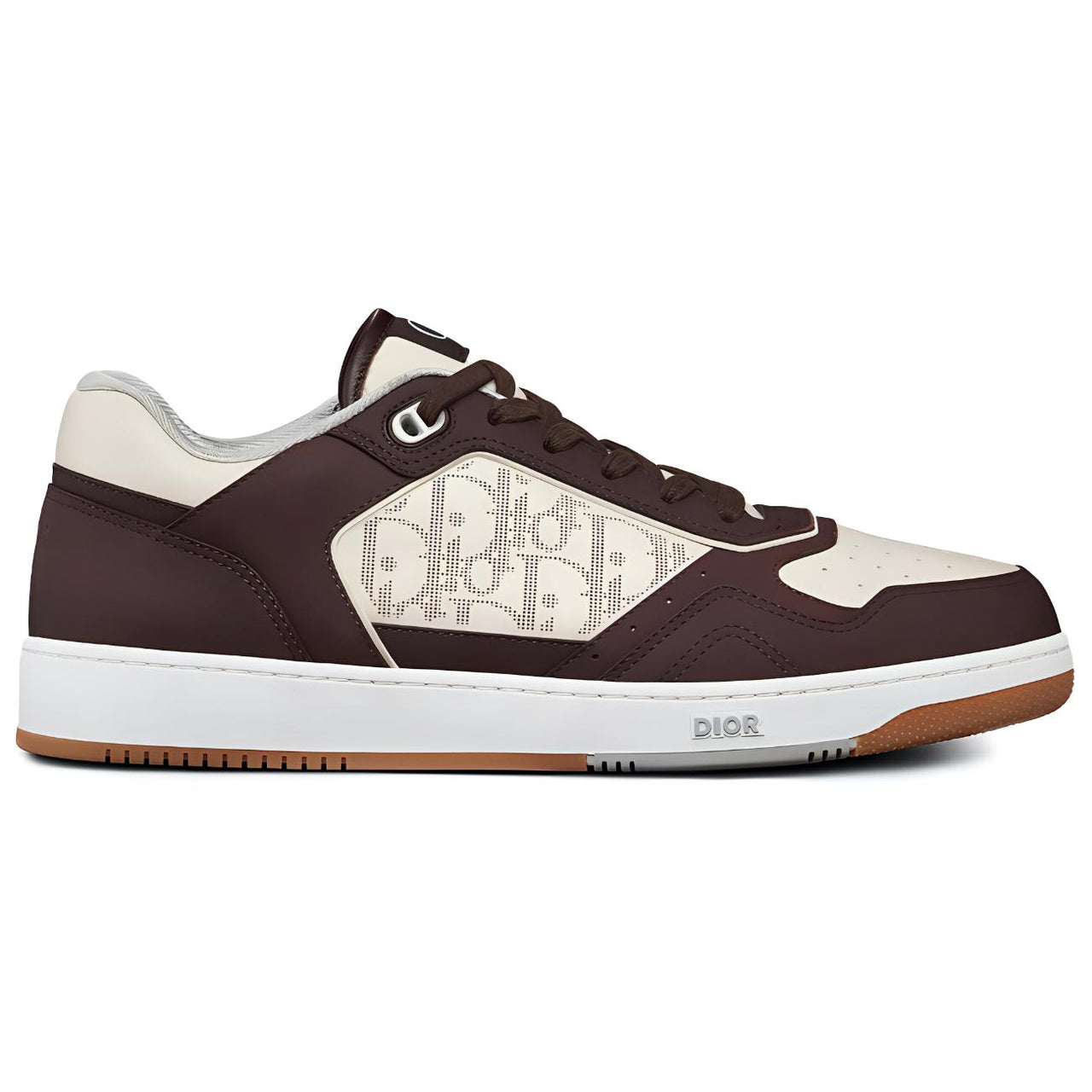 DIOR B27 Low Brown White Oblique Leather