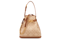 DIOR C'est Dior Natural Wicker Raffia With Calfskin Bucket Bag Handbag Shoulder Bag Women's Beige & Brown