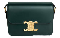 CELINE Triomphe Shiny Cow Leather Shoulder Bag Tofu Bag Portable Crossbody Bag Shoulder Bag Women's Amazon Green