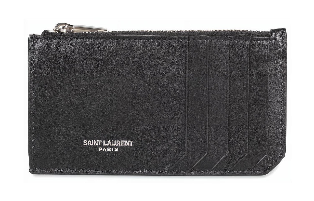 SAINT LAURENT Smooth Leather Card Clip Card Holder Men's Black