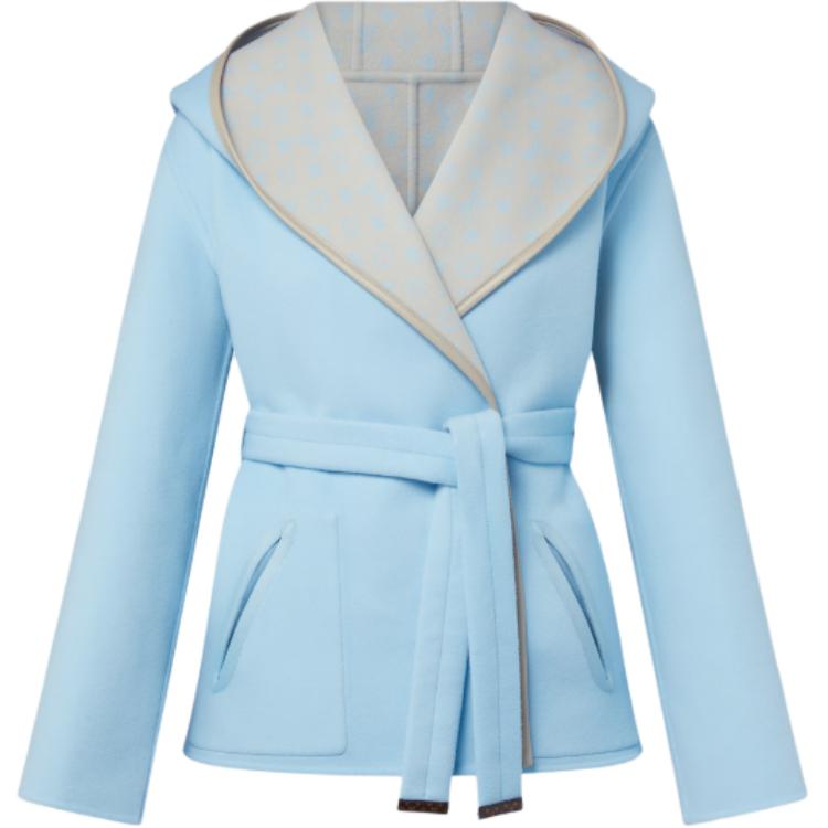 LOUIS VUITTON Reversible Signature Short Hooded Wrap Coat