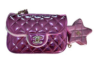 CHANEL Cowhide With Lambskin Accents Star Coin Purse Shoulder Bag Crossbody Bag Mini Women's Fuchsia