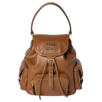 MIU MIU Calfskin Backpack Unisex Brown