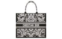 DIOR BookTote Lambskin Tote Bag Shopping Bag Handbag Large Size Women's Black/White