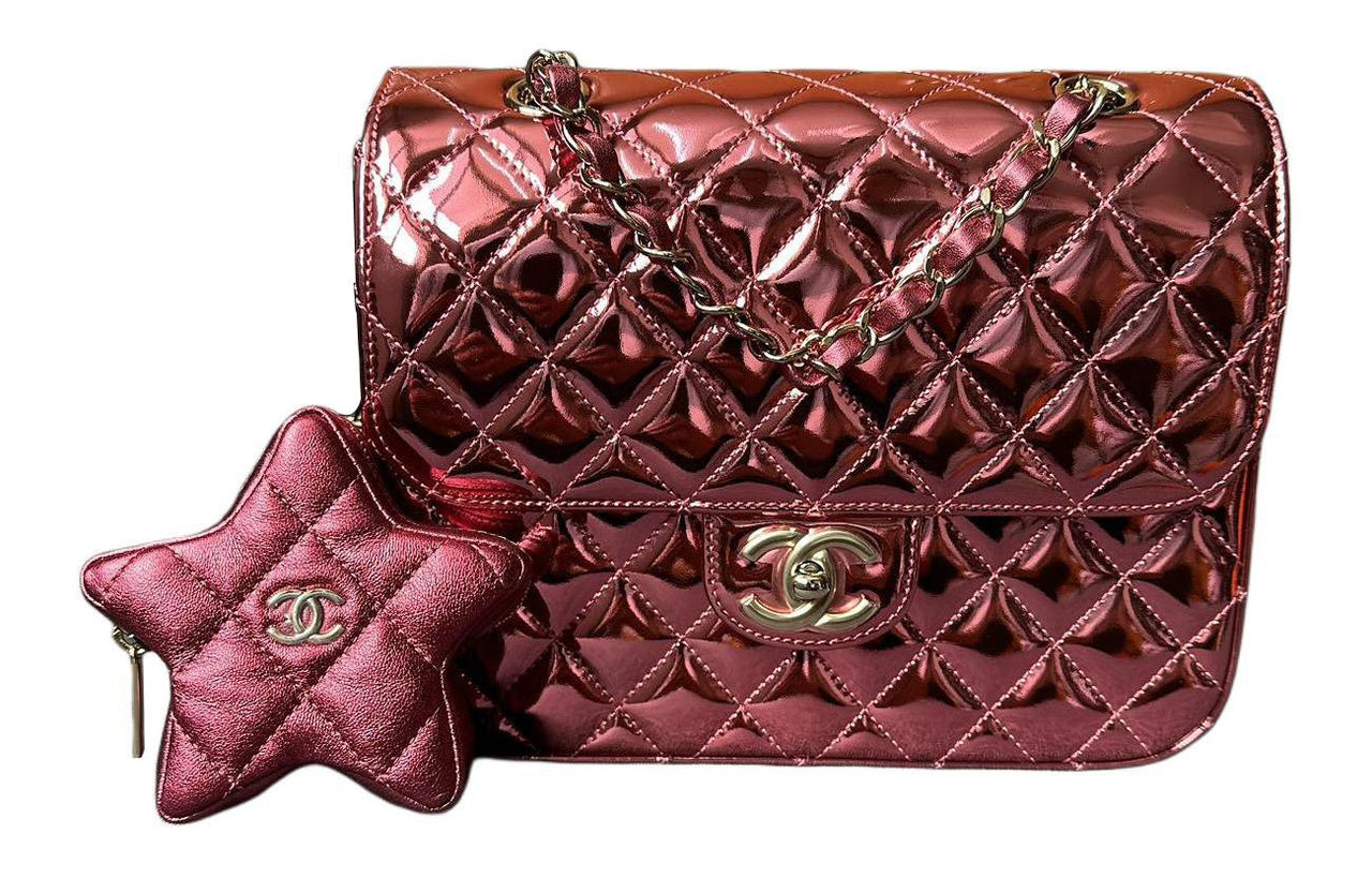 CHANEL Calfskin Coin Purse Backpack Women's Neon Pink