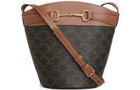 CELINE Triomphe Cow Leather Bucket Bag Crossbody Bag Regular Women's Candy Color Tawny