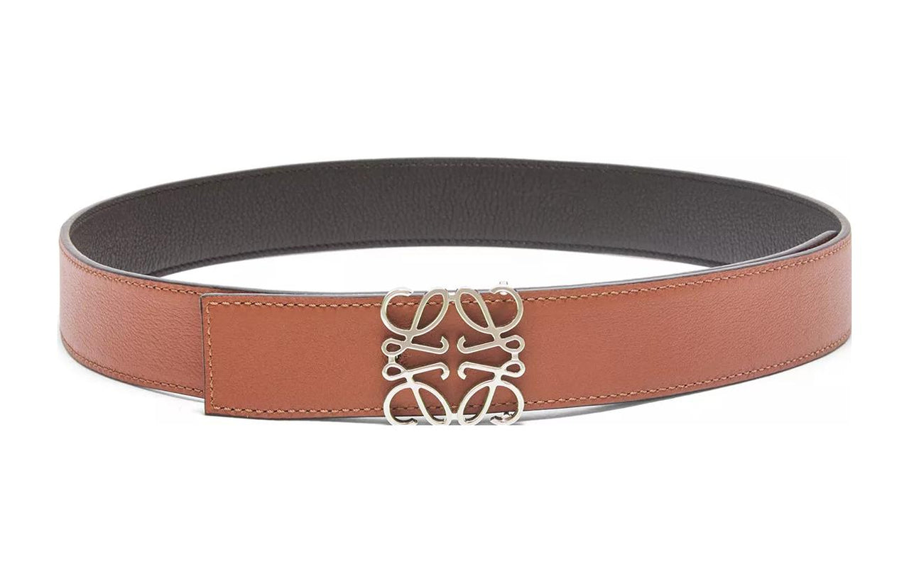 LOEWE Cow Leather Belts Men's Black/Rusty Red Width  3.5cm